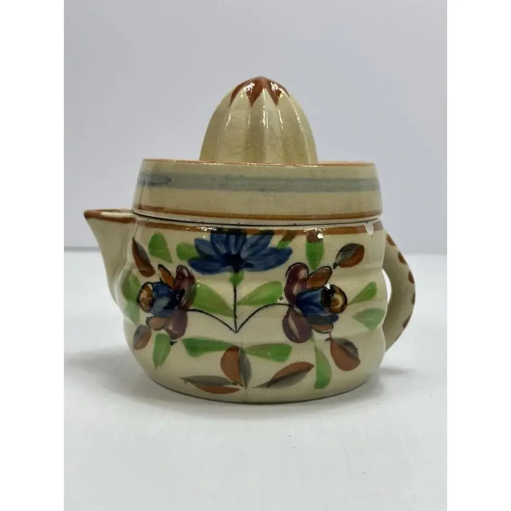Vintage 1930s‎ Hotta Yu Shoten Majolica Juicer Reamer Pottery Flowers Has A Chip